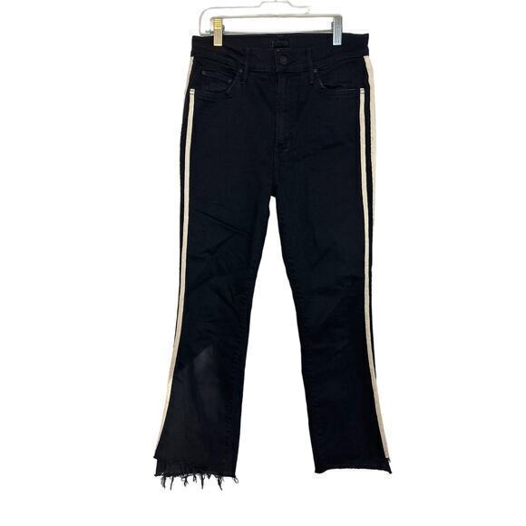 MOTHER Black Ankle Jeans with White Stripes - Picture 2 of 7